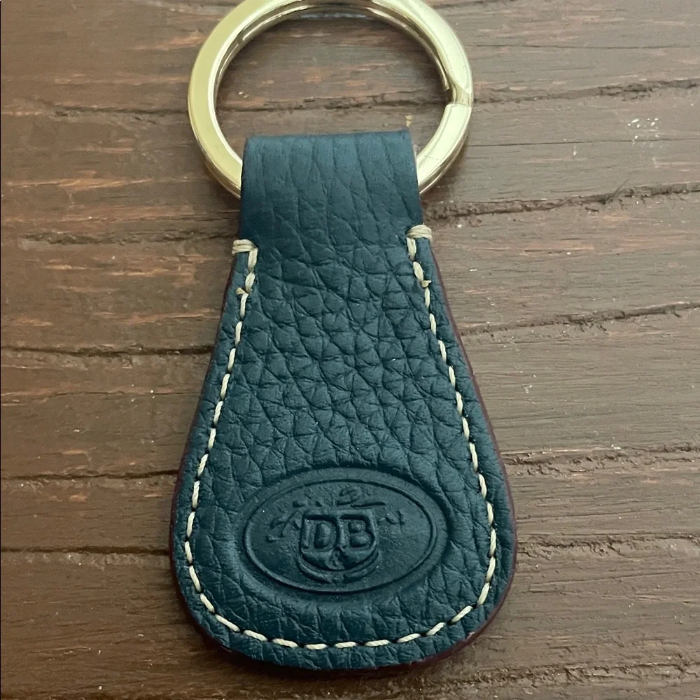 Teal Dooney & Bourke Leather Key Fob with Contrast Stitching